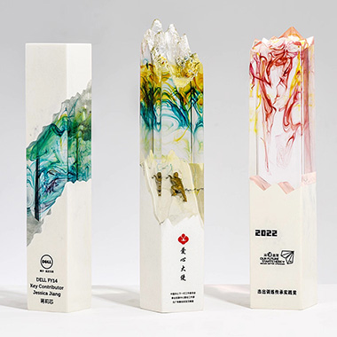 【宝丽石奖杯】高档大气创意宝丽石奖杯定制定做公司年会水晶玉石大理石奖牌订制