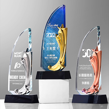 金属水晶奖杯定制优秀员工销售冠军金银铜创意杨帆奖杯订制刻字