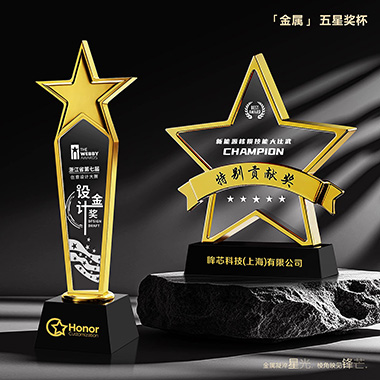 金属水晶奖杯定制做创意五角星比赛冠军荣誉年会优秀员工团队纪念
