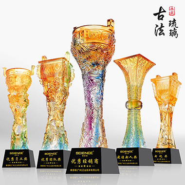 新款琉璃奖杯定做高档水晶奖牌定制销冠保险行业优秀员工奖杯