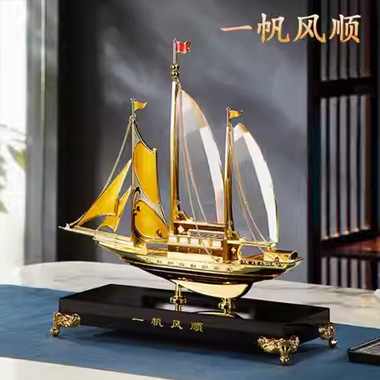 【水晶船】一帆风顺水晶帆船摆件创意家居装饰工艺品办公桌客厅玄关摆件高档